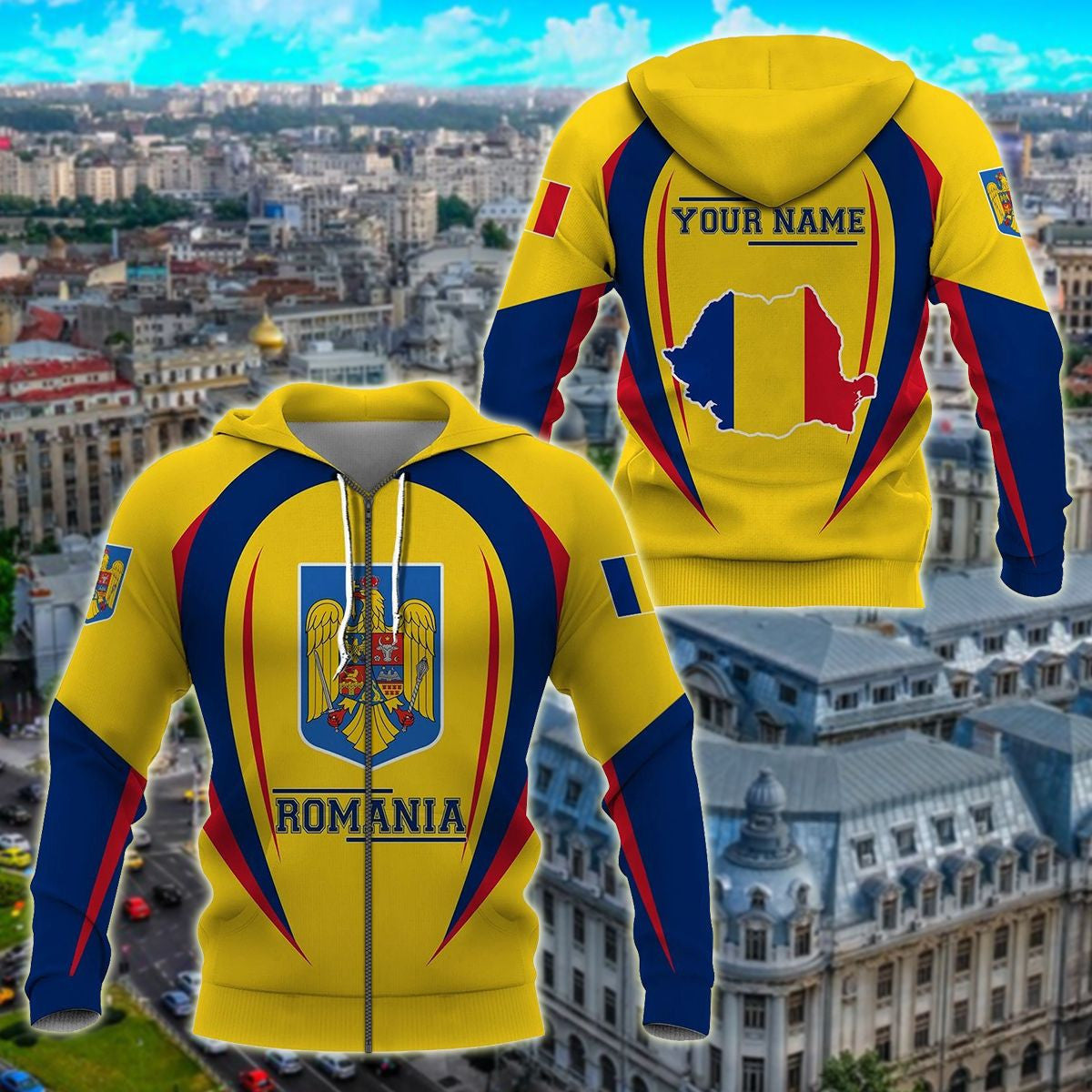 Customize Romania Map & Coat Of Arms Unisex Adult Shirts