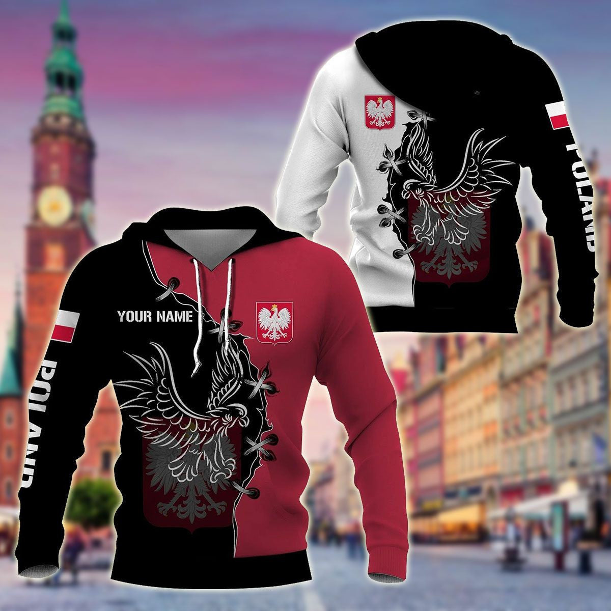 Customized Poland Eagle & Coat Of Arms V2 Unisex Adult Hoodie