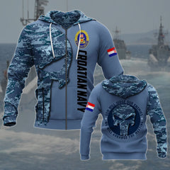 Croatian Navy Skull Camo Unisex Adult Hoodies