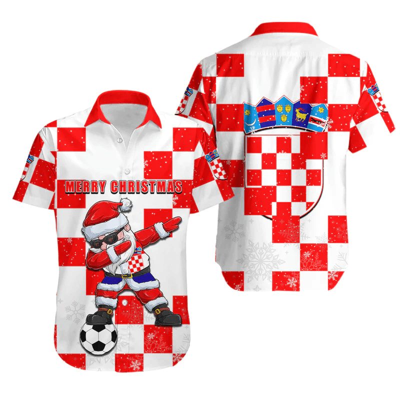 Croatia Christmas Santa Claus Dabbing Hawaiian Shirt Replica Football Jersey LT6