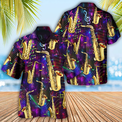 Saxophone Music Neon Art Hawaiian Shirt