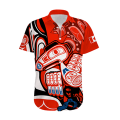 Canada Haida Hawaiian Shirt Classic Haida Stylized Raven in red LT9