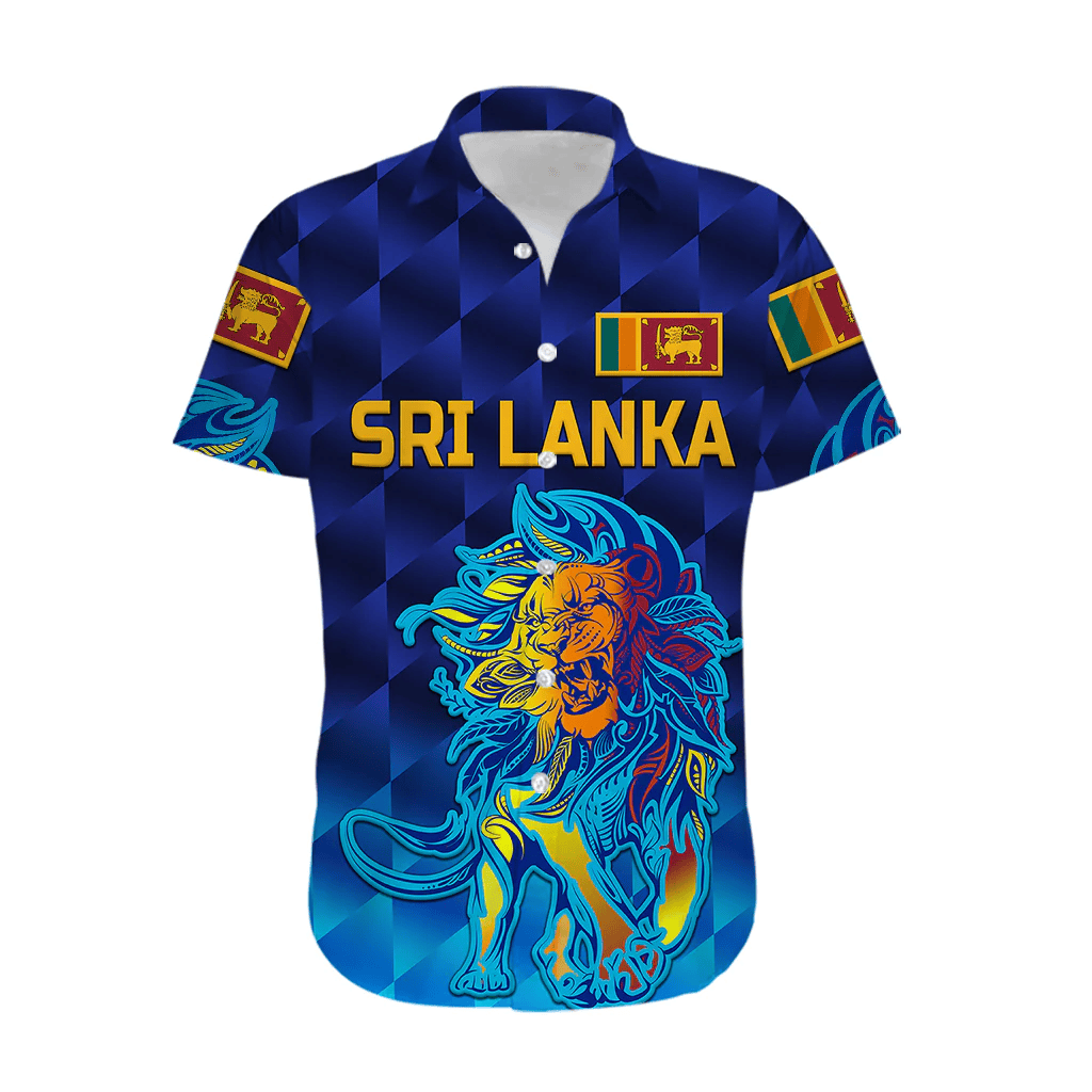 (Custom Personalised) Sri Lanka Cricket Hawaiian Shirt The Lions Pride Version - Blue LT8