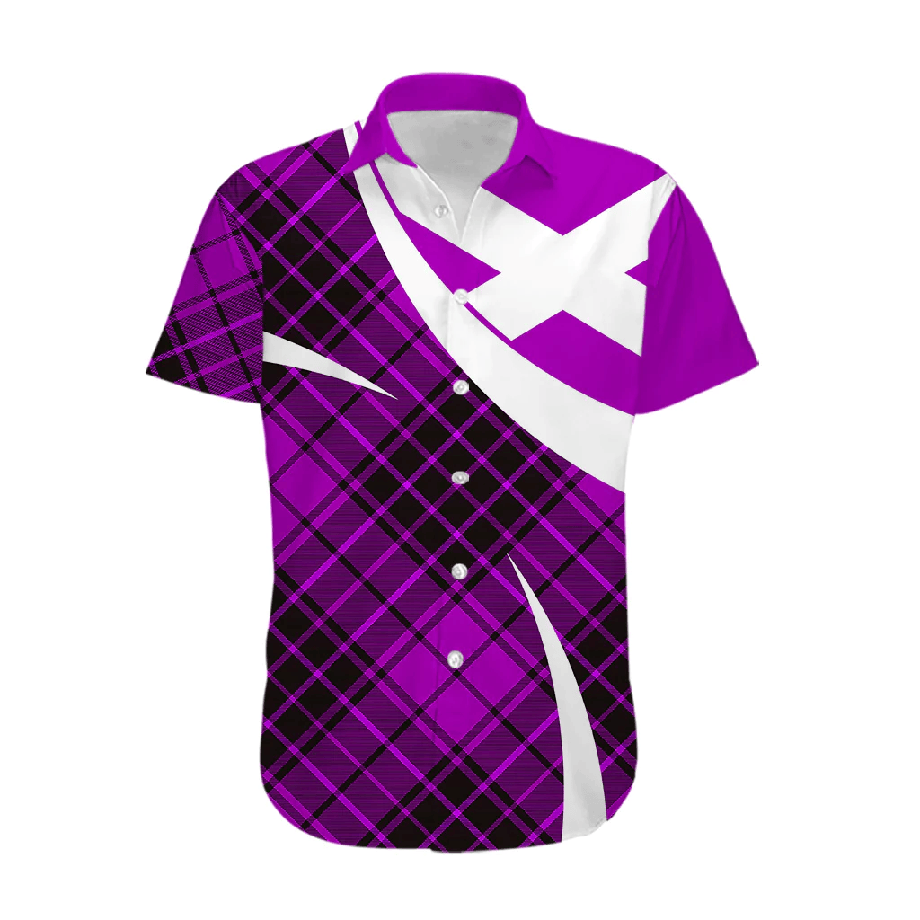 Scottish Alba Flag Hawaiian Shirt Scottish Colourful Tartan Purple Version LT9