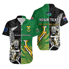 (Custom Personalised) New Zealand And South Africa Rugby Hawaiian Shirt All Black Maori Mix Springboks LT14