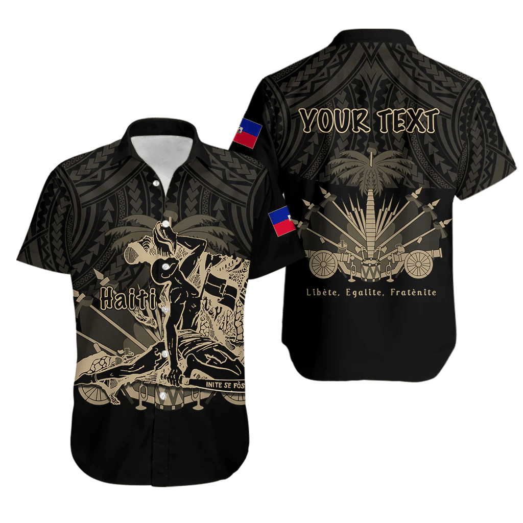 (Custom Personalised) Haiti Hawaiian Shirt Polynesian Neg Maron Black Style LT6