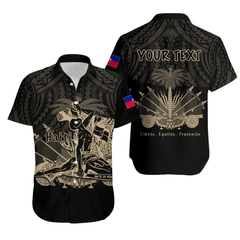 (Custom Personalised) Haiti Hawaiian Shirt Polynesian Neg Maron Black Style LT6