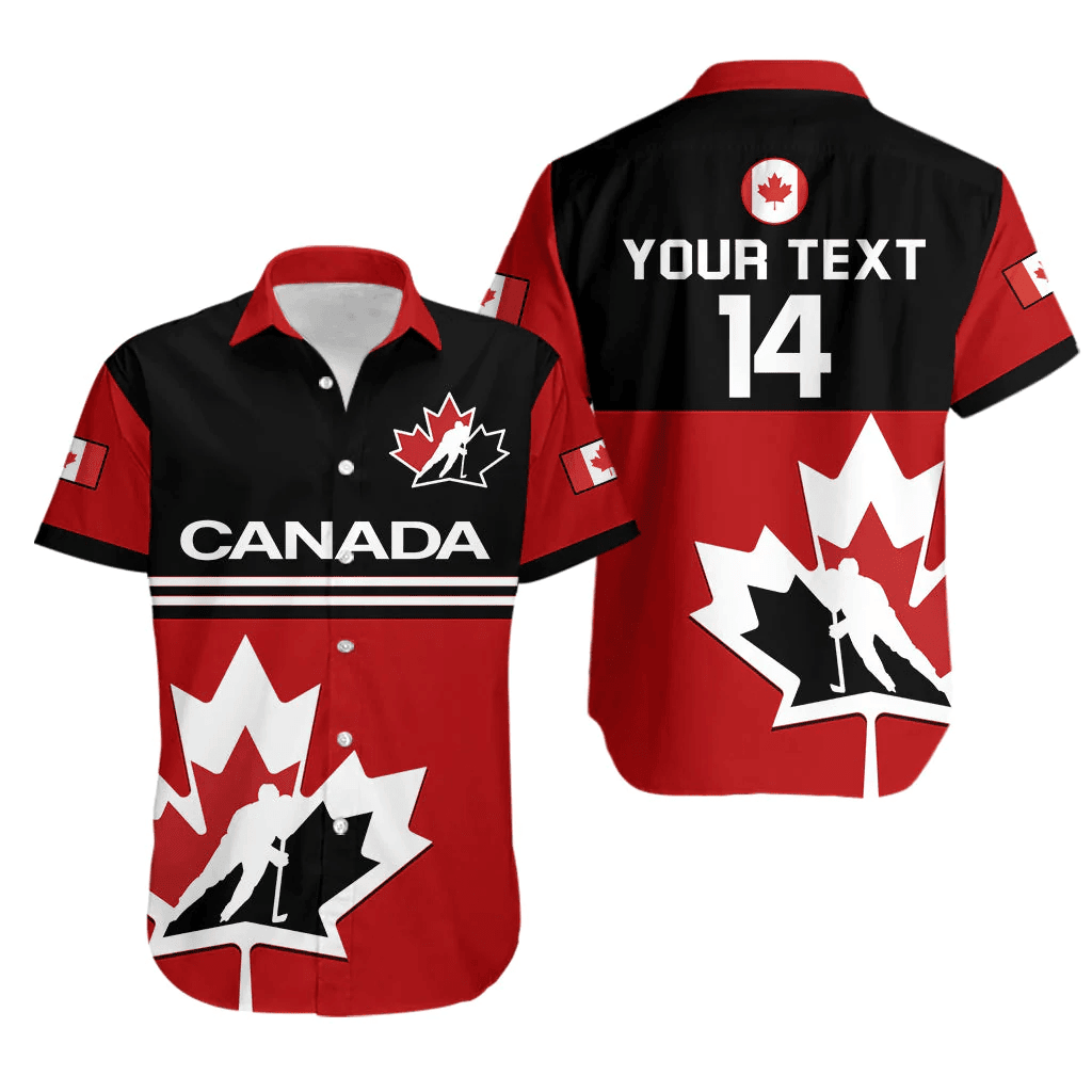 (Custom Text And Number) Canada Hockey 2023 Hawaiian Shirt Maple Leaf Red Style LT14