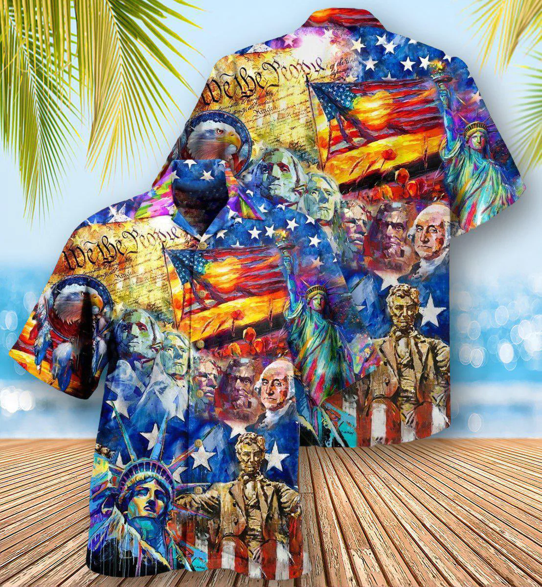 America My Patriotic Heart Beats Red White And Blue Hawaiian Shirt