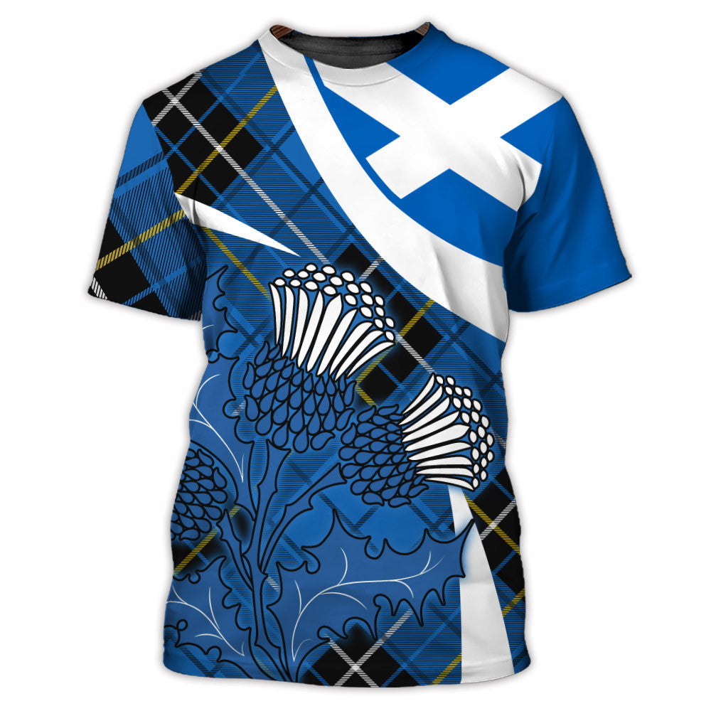 Scottish Thistle Tartan Hawaiian Shirt Scottish Alba Flag Style Hoodifize