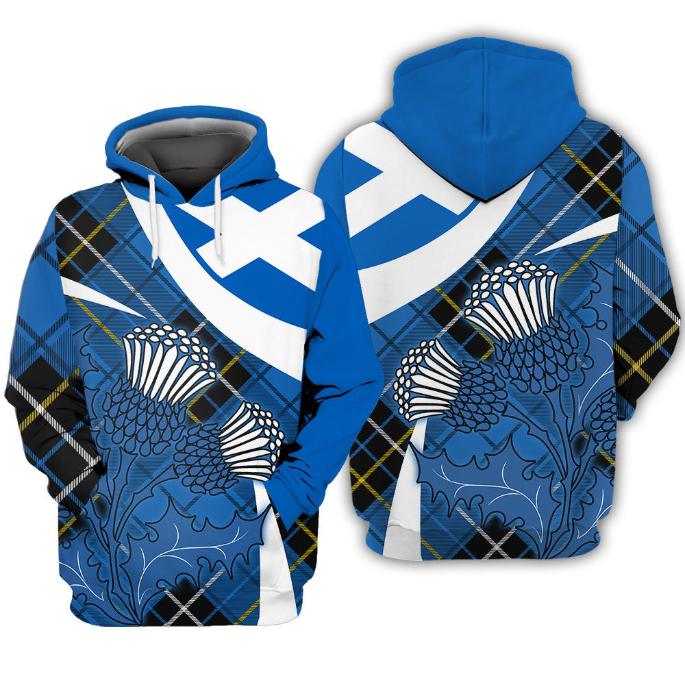 Scottish Thistle Tartan Hawaiian Shirt Scottish Alba Flag Style Hoodifize