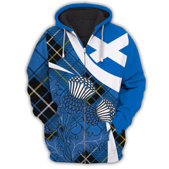 Scottish Thistle Tartan Hawaiian Shirt Scottish Alba Flag Style Hoodifize