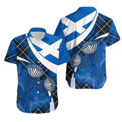 Scottish Thistle Tartan Hawaiian Shirt Scottish Alba Flag Style LT9