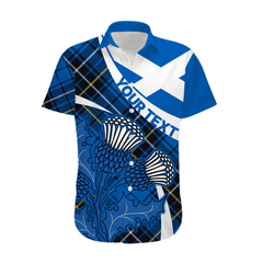 (Custom Personalised) Scottish Thistle Tartan Hawaiian Shirt Scottish Alba Flag Style LT9