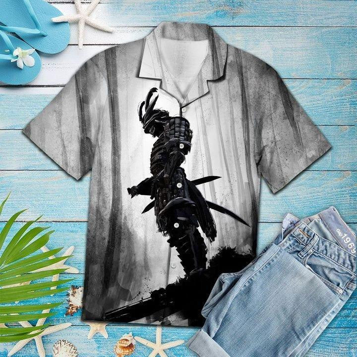 Samurai Stands In The Forest Hawaiian Shirt