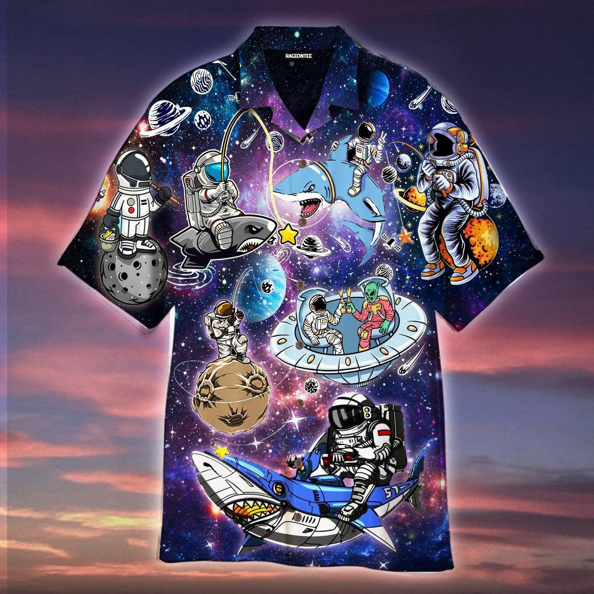 Astronaut Fishing In The Galaxy Hawaiian Shirt