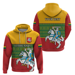 Personalised Lithuania Hoodie Lithuanian Coat Of Arms Mix Folk Pattern LT14