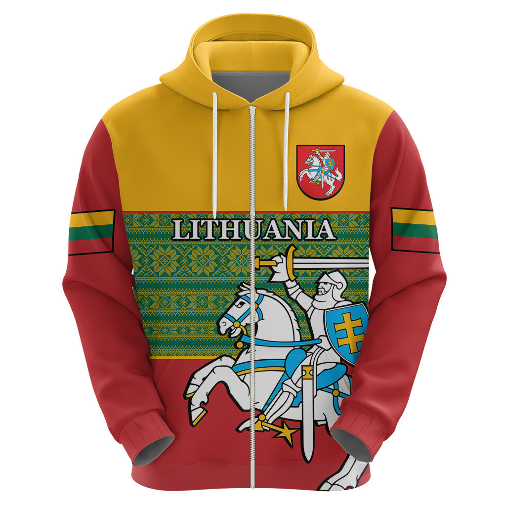 Personalised Lithuania Hoodie Lithuanian Coat Of Arms Mix Folk Pattern LT14