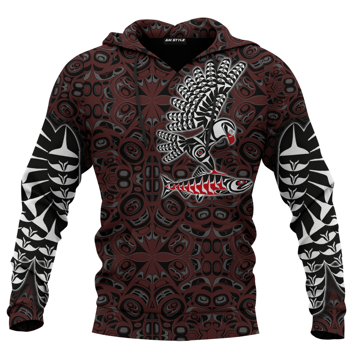 Eagle And Salmon Native American Pacific Northwest Style Customized All Over Printed Hoodie