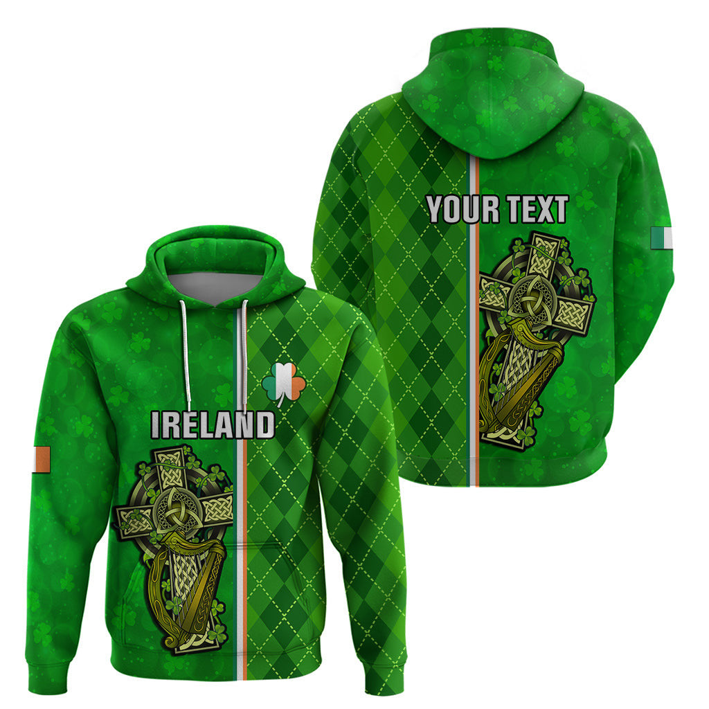 Personalised Ireland Hoodie Cross With Shamrock Simple Style TS06