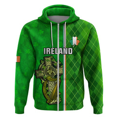 Personalised Ireland Hoodie Cross With Shamrock Simple Style TS06