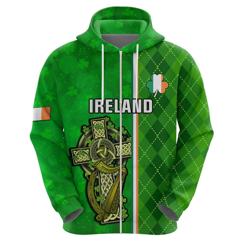 Personalised Ireland Hoodie Cross With Shamrock Simple Style TS06