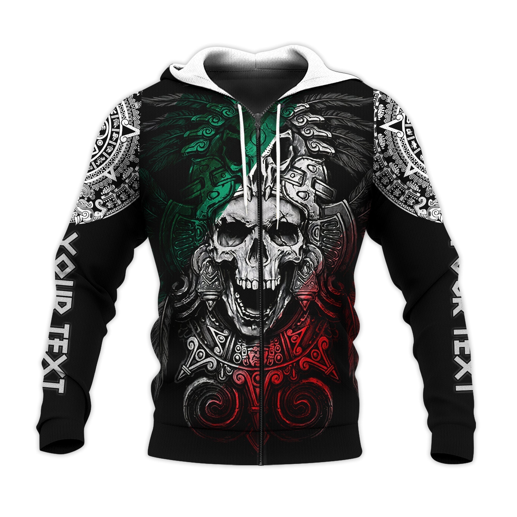 Custom Personalised Mexico Hoodie Skull Eagle Aztec LT13