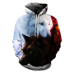 Wolf Hot and Cold 3D Native American Hoodies LT10