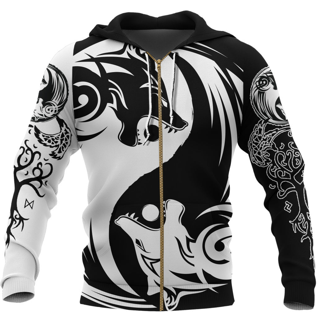 Viking Zip Hoodie - Ying Yang Wolf A21 RLT12