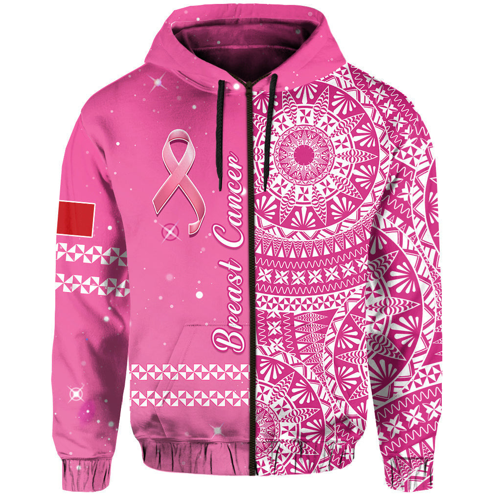 Custom Personalised Tonga Breast Cancer Hoodie Tongan Ngatu Pattern No One Fights Alone LT14