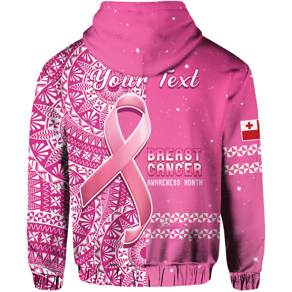 Custom Personalised Tonga Breast Cancer Hoodie Tongan Ngatu Pattern No One Fights Alone LT14