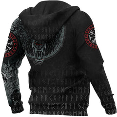 Viking Zip Hoodie - Fenrir Wolf RLT12