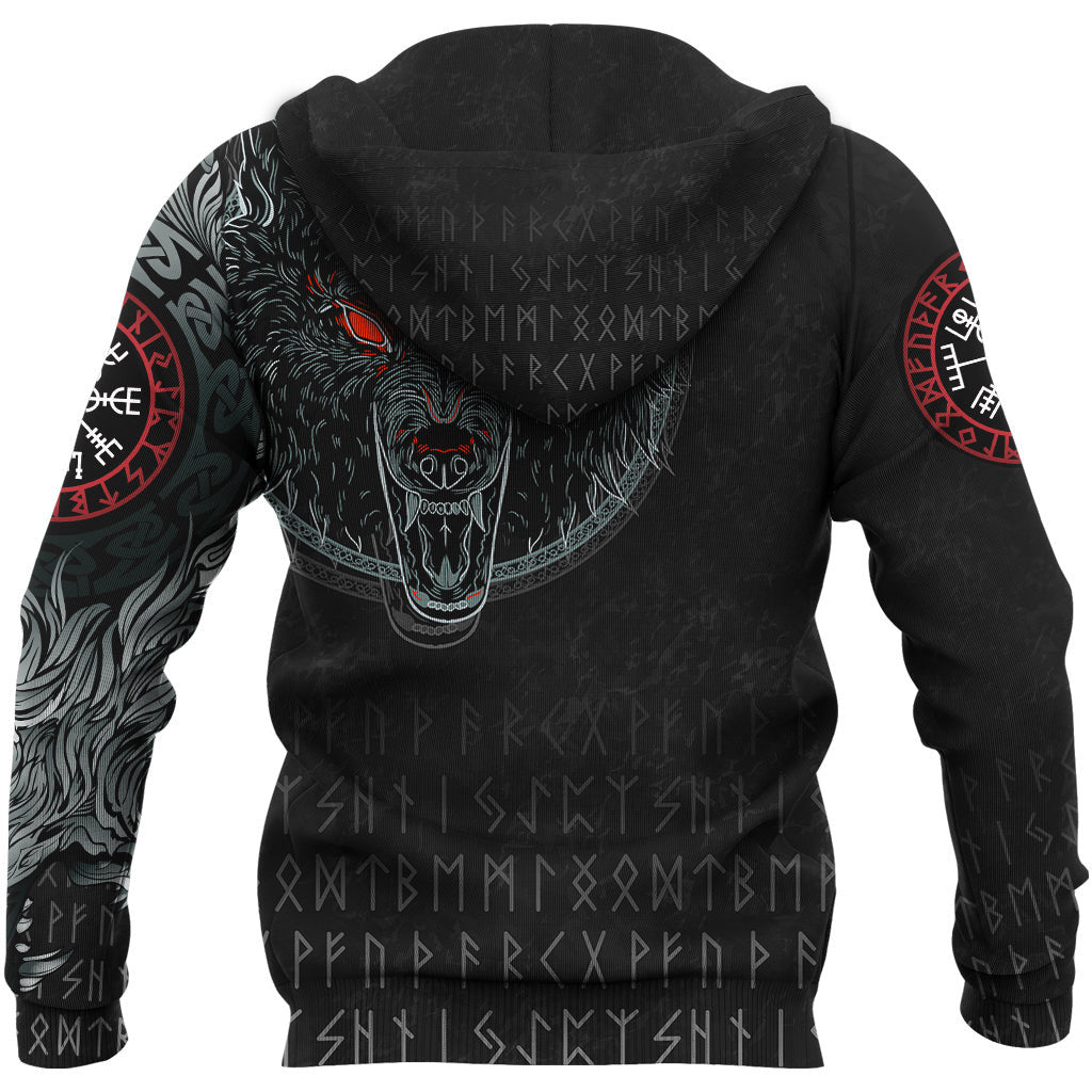 Viking Zip Hoodie - Fenrir Wolf RLT12