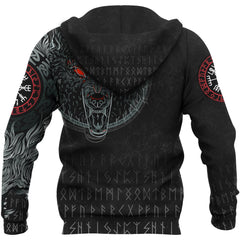 Viking Zip Hoodie - Fenrir Wolf RLT12