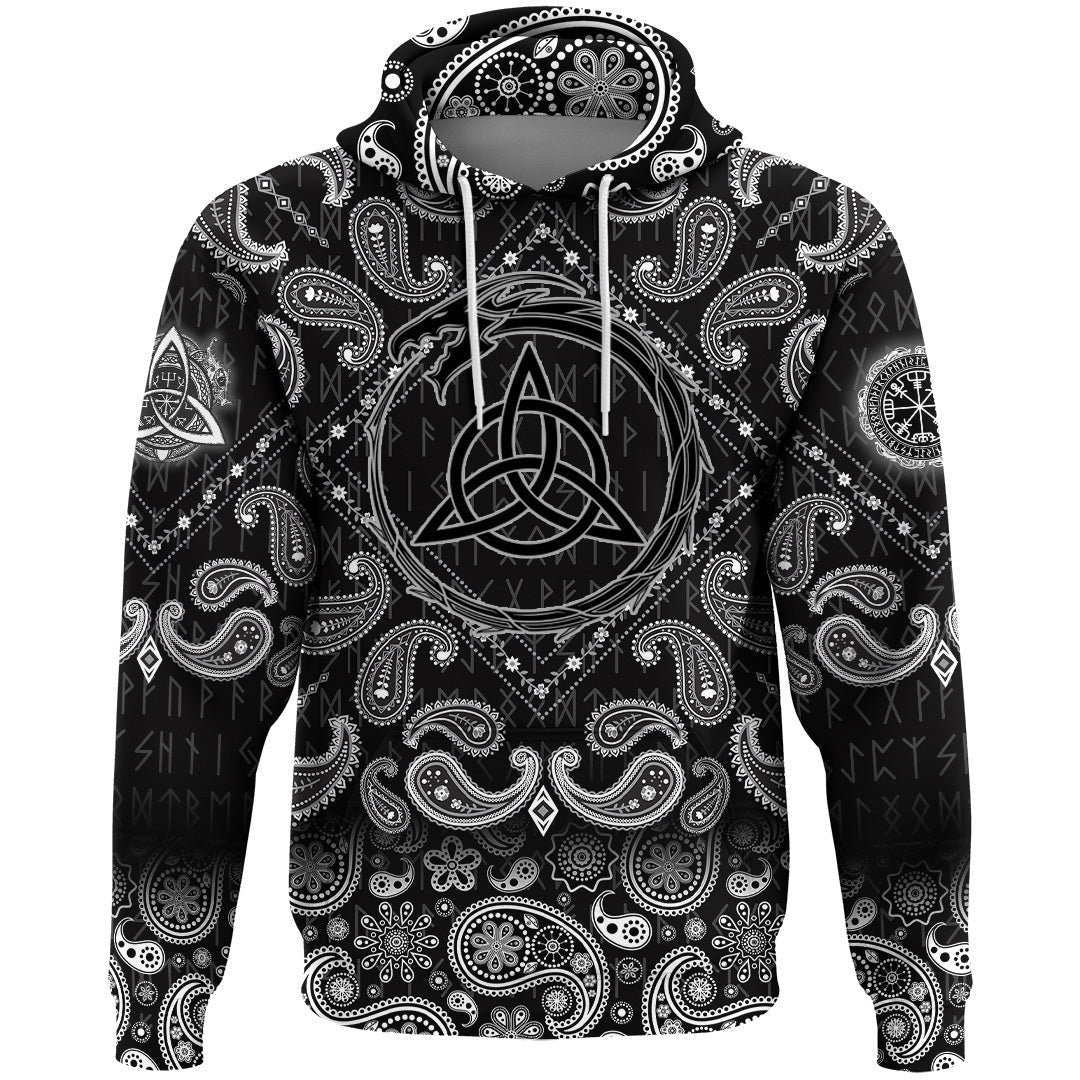 Viking Hoodie Celtic Dragon with Bandana Paisley Style RLT12