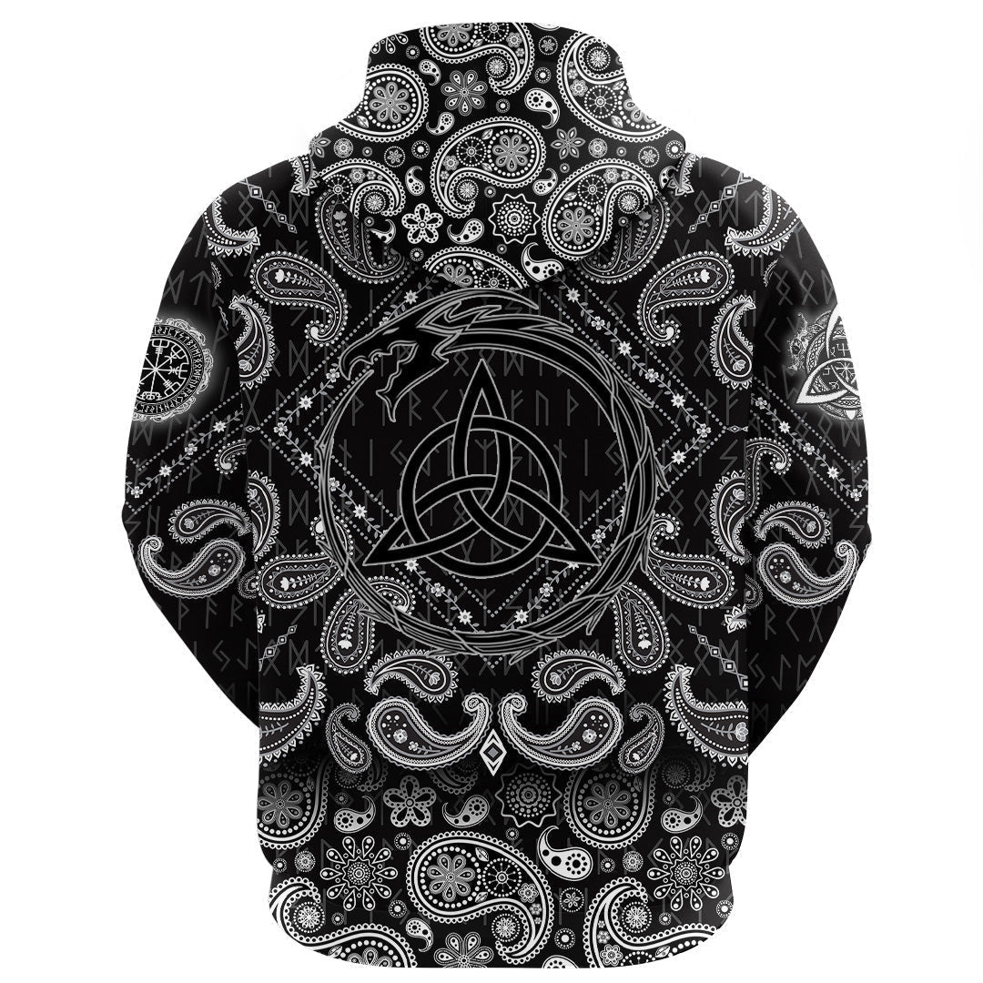 Viking Hoodie Celtic Dragon with Bandana Paisley Style RLT12