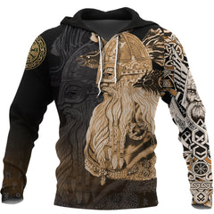 Viking Hoodie Odin Raven Viking Gold RLT12