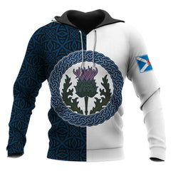 Scotland Half Thistle Celtic Zip 3D Hoodie