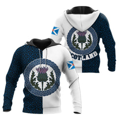 Scotland Half Thistle Celtic Zip 3D Hoodie