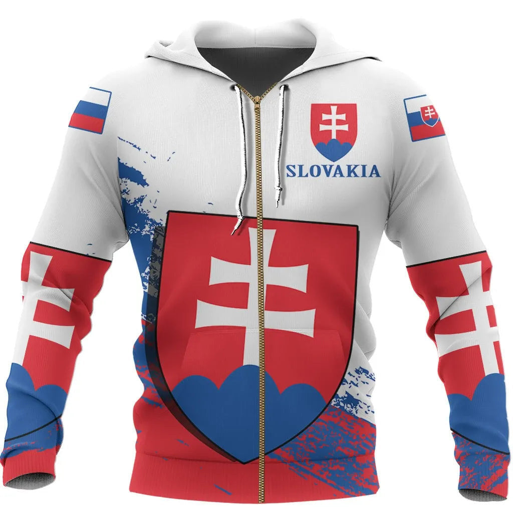 Slovakia Special Zipper 3D  Hoodie