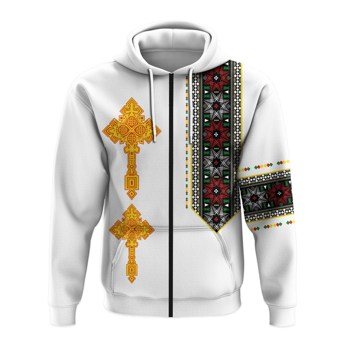 Ethiopia Tibeb Zip 3D  Hoodie Ethiopian Cross Fashion