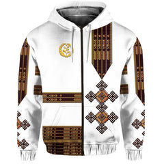 Eritrea 3D Hoodie Fancy Simple Tibeb Style White