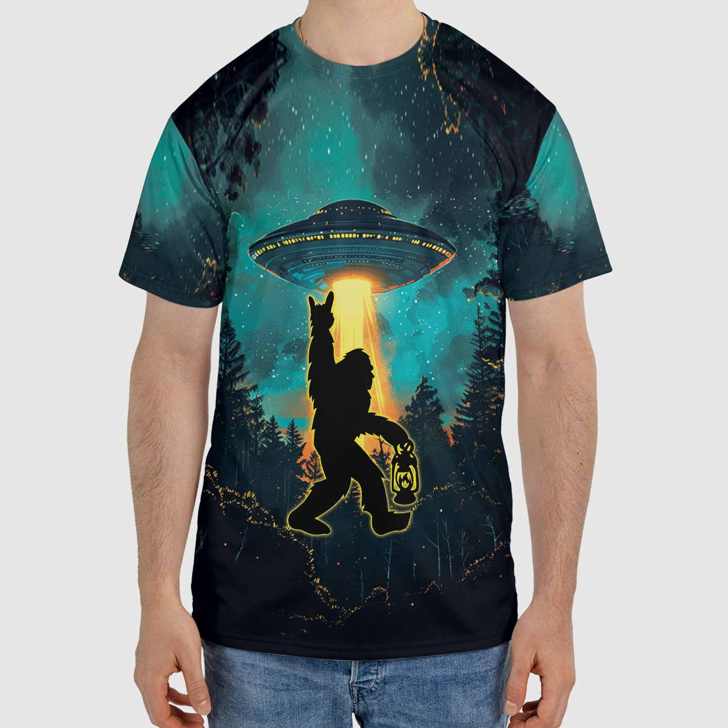 Bigfoot Alien Camping Night All Over Print