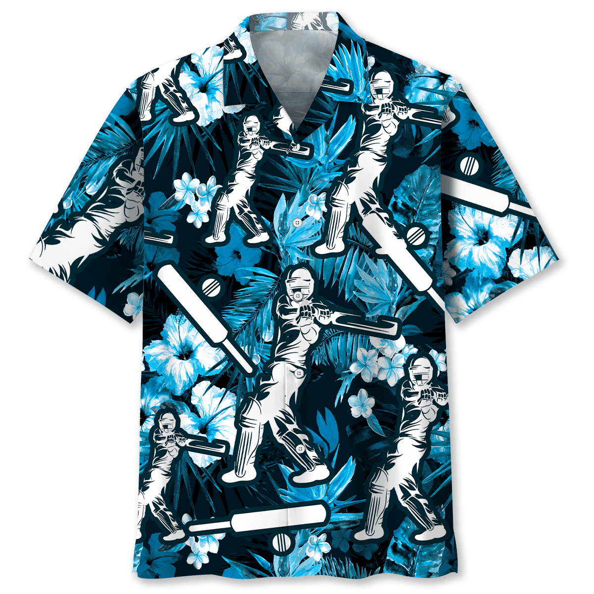 Cricket Hibiscus Blue Hawaiian Shirt