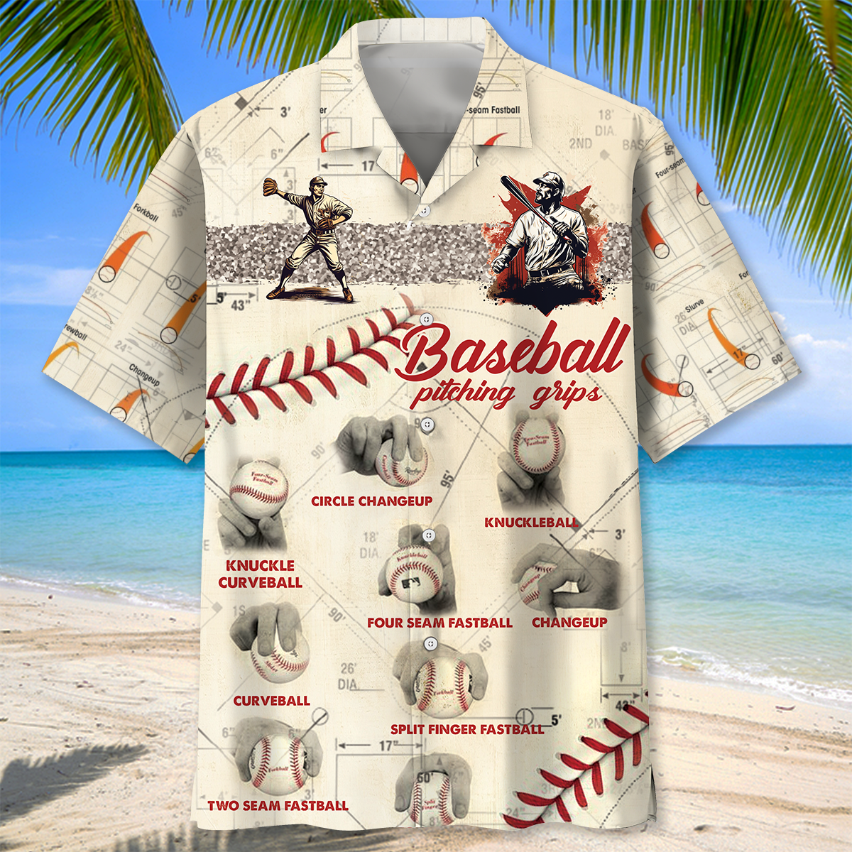 Baseball Pitching Grips Hawaiian Shirt