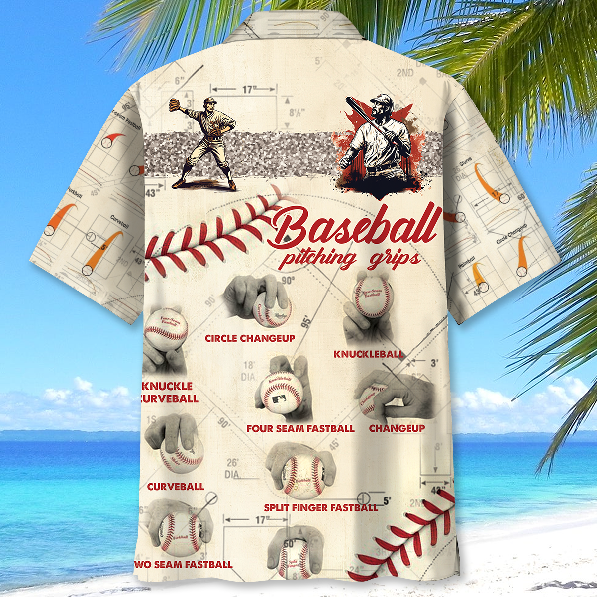 Baseball Pitching Grips Hawaiian Shirt