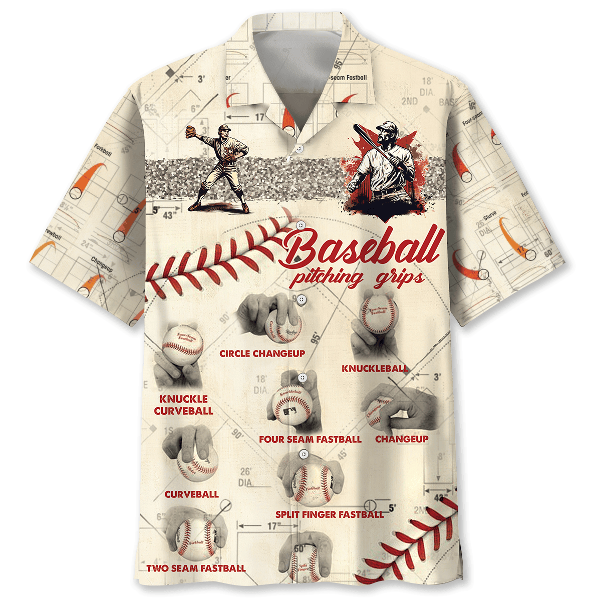 Baseball Pitching Grips Hawaiian Shirt