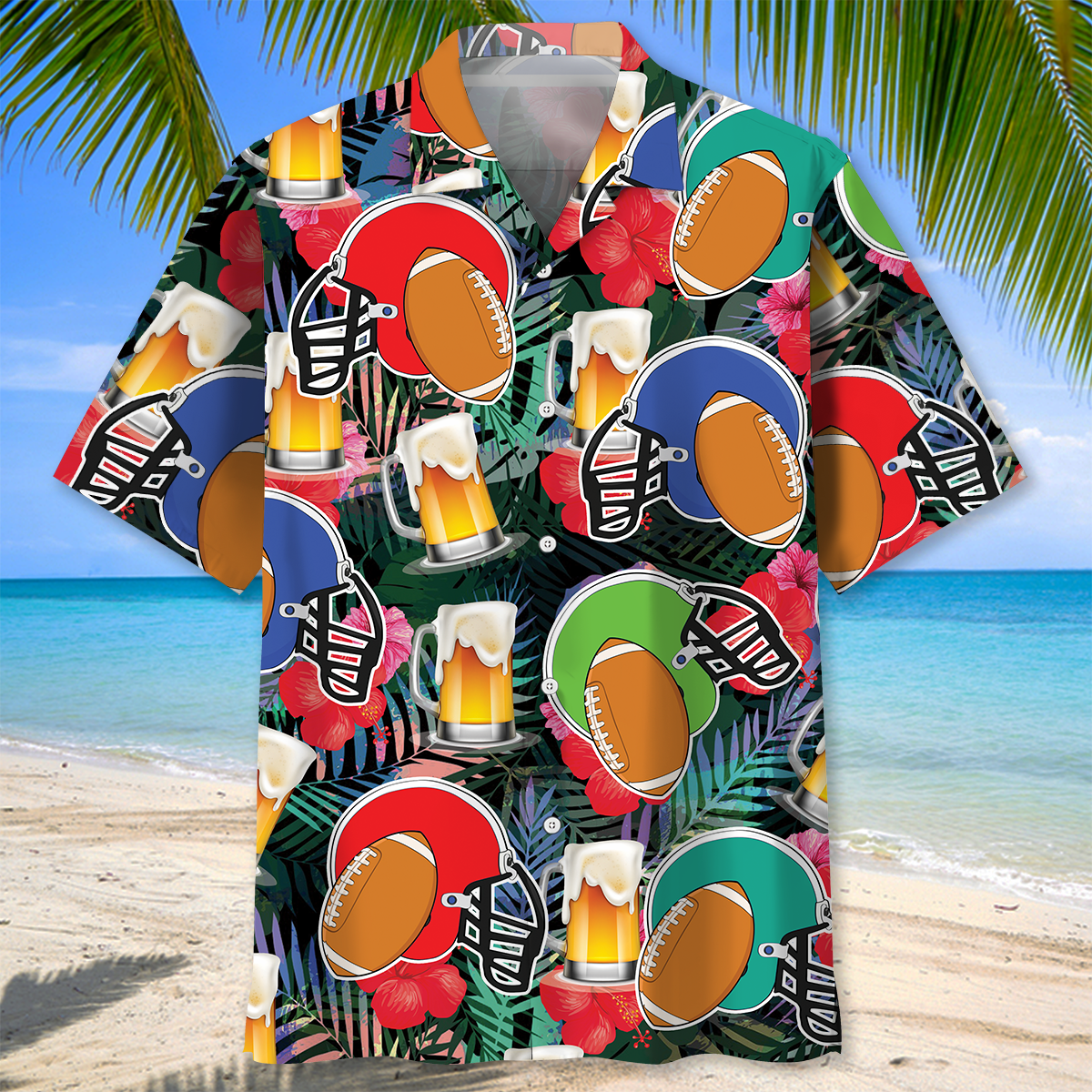 American Football Beer Tropical Hawaiian Shirt